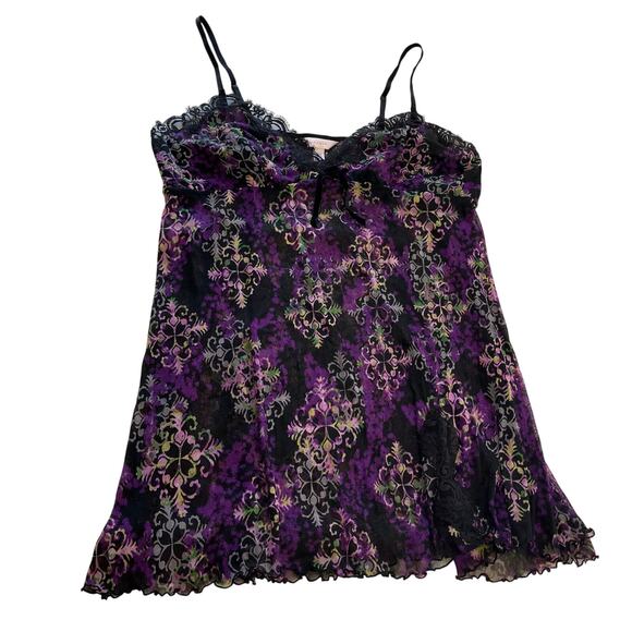 Cacique Black Purple Mesh Mini Dress Lingerie Plus Size 4X Whimsygoth Fairy - Picture 1 of 8